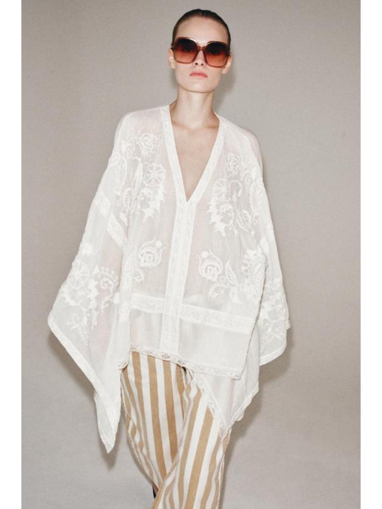 Zara Zw Collection Embroidered Cape Blouse